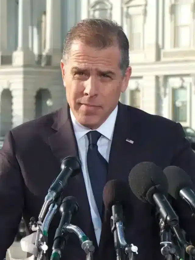 Hunter Biden addressing the media outside the US Capitol before the deadline set by GOP investigators